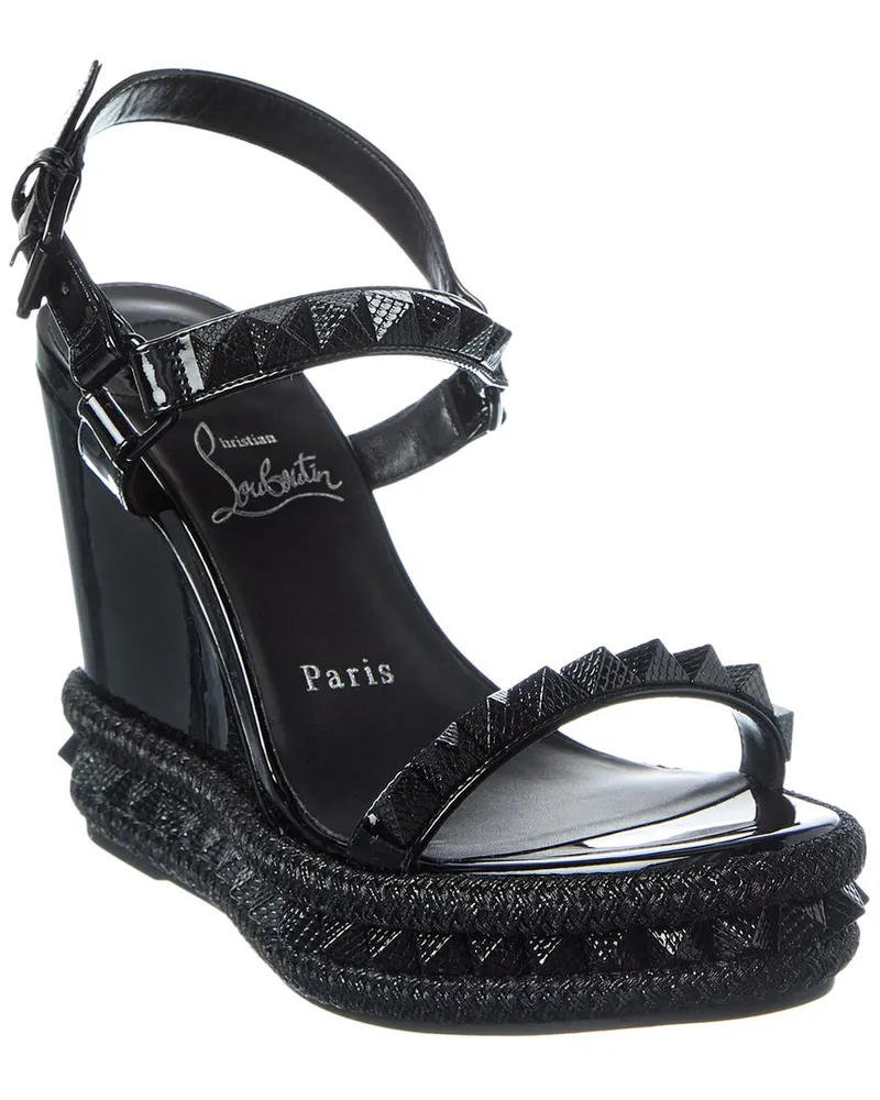 Christian Louboutin Pyraclou 110 Patent Wedge Sandal Black