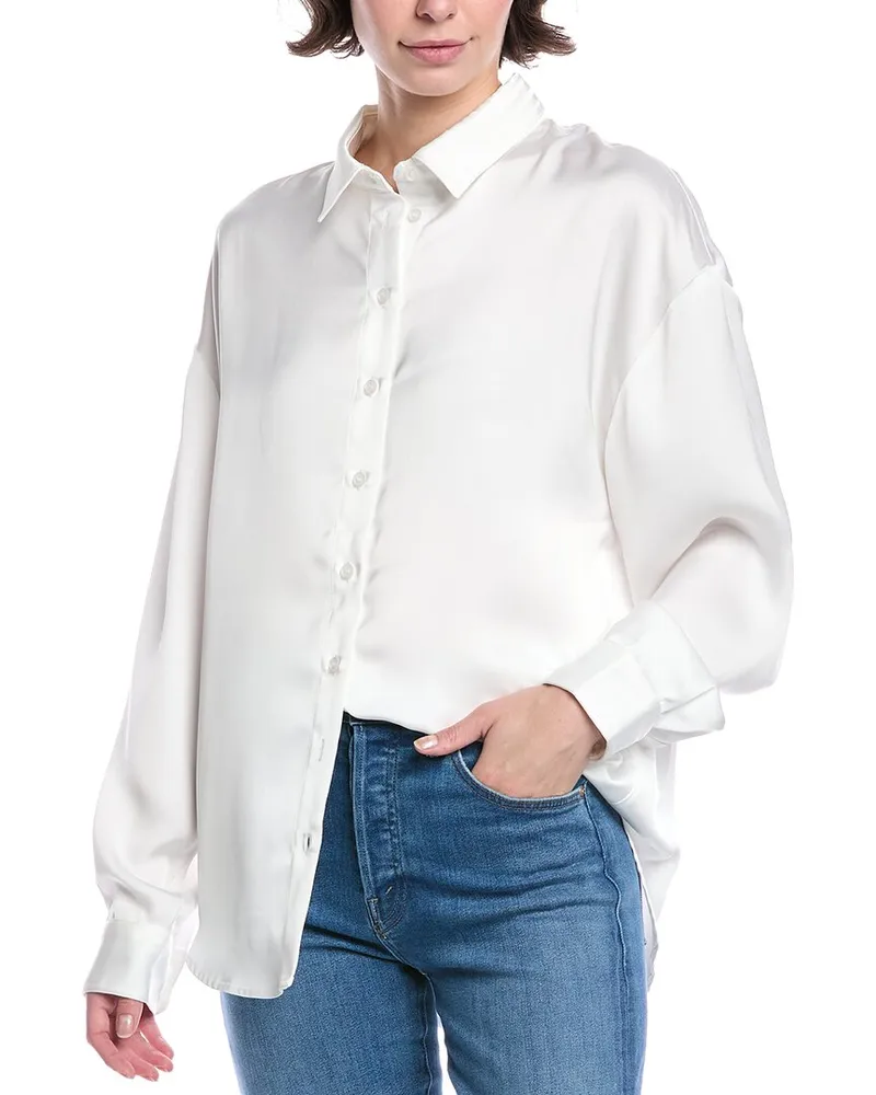 Bardot Luana Oversized Satin Shirt White