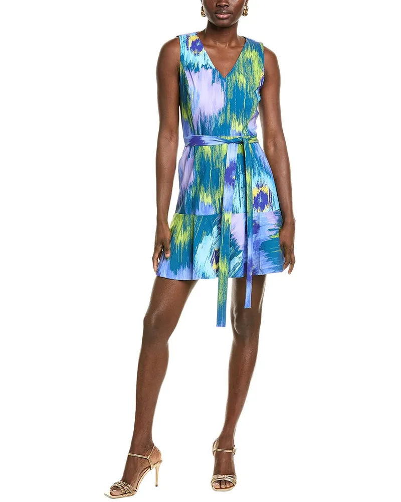 NATORI Multi Floral Mini Dress Blue