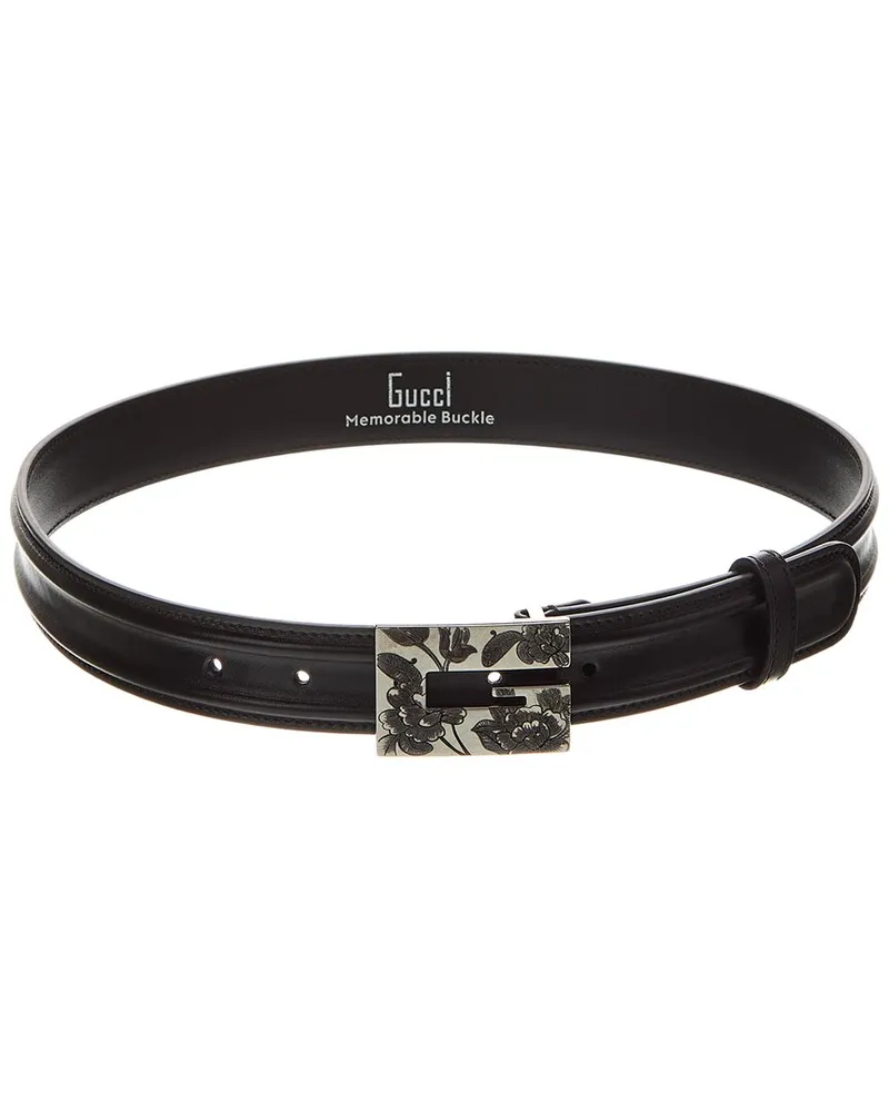 Gucci Memorable Buckle Leather Belt Black
