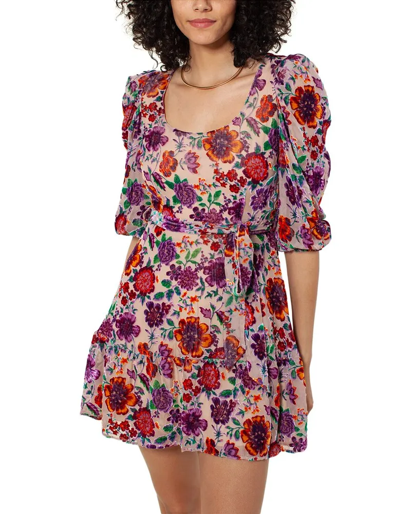 Hale Bob Silk-Blend Mini Dress Beige