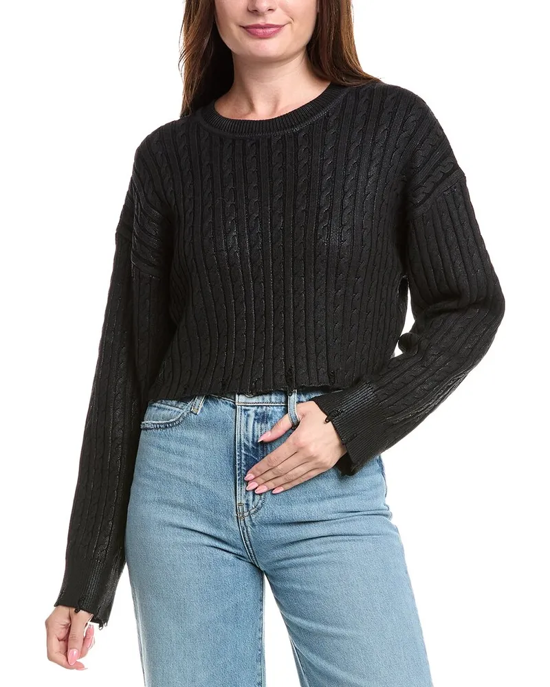 Sandro Cropped Wool-Blend Sweater Black