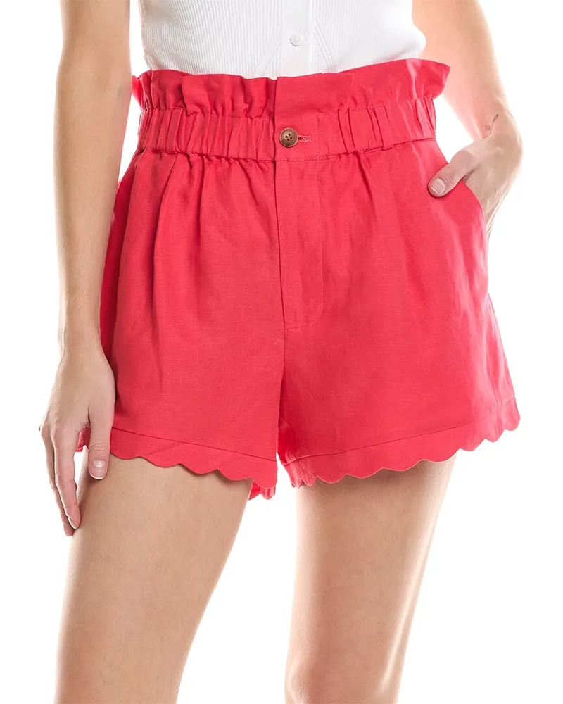 7 for all mankind Paperbag Tailored Linen-Blend Short Pink