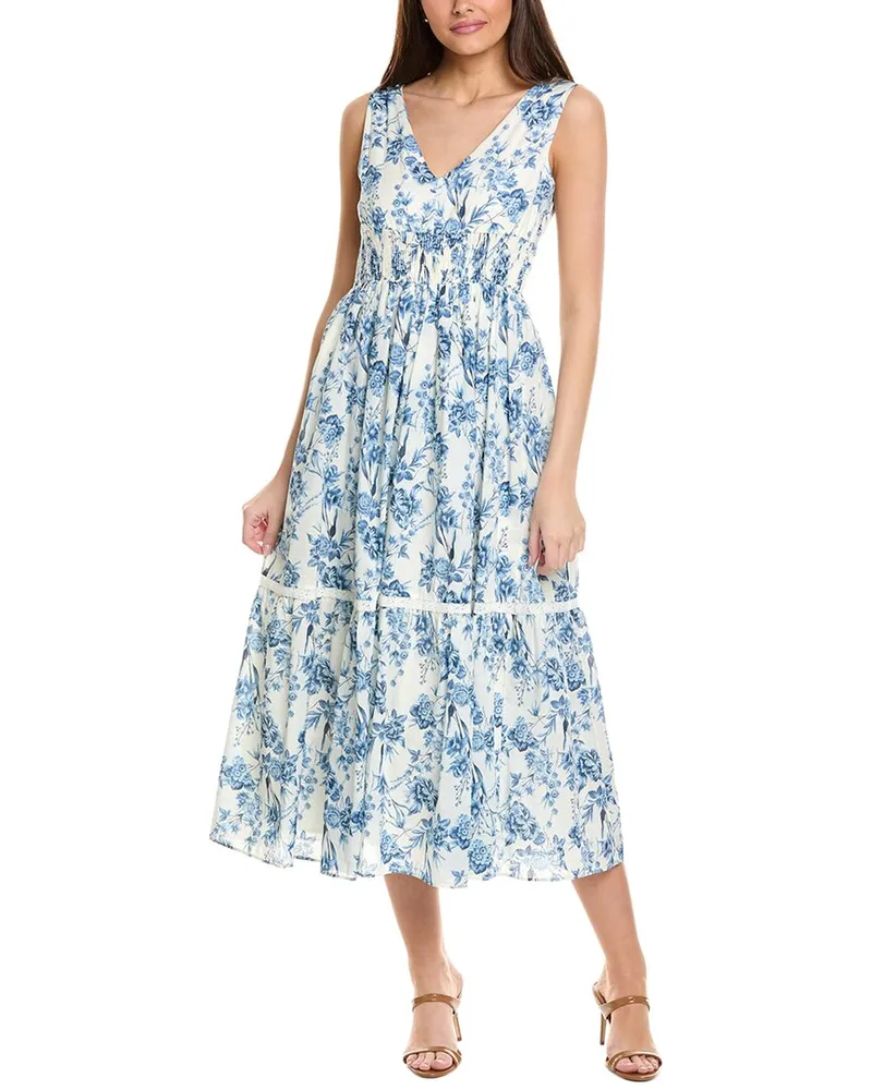 taylor Lace Trim Midi Dress Blue