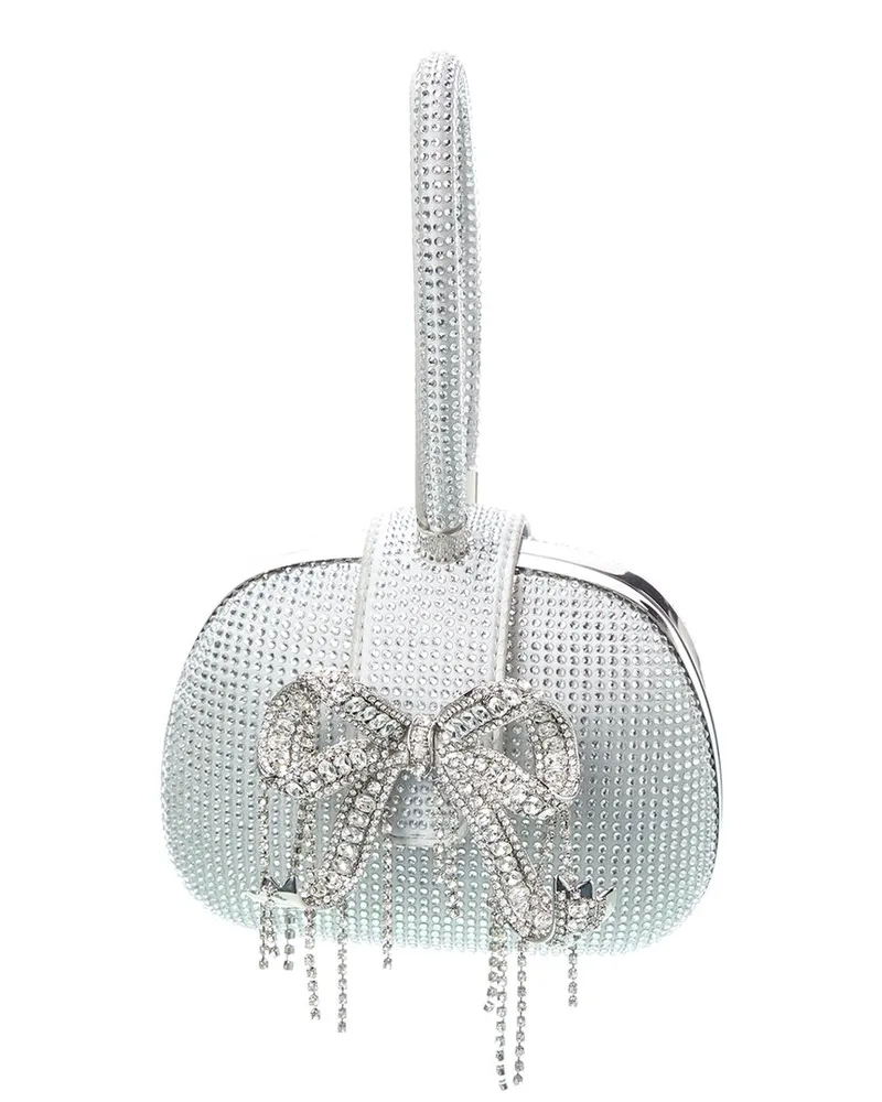 Self-Portrait Self-Portrait Rhinestone Top Handle Clutch Silver