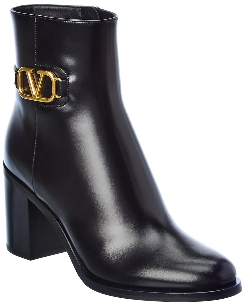 Valentino Garavani VLogo 75 Leather Bootie Black