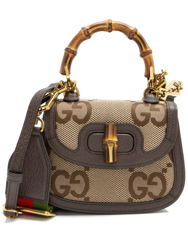 Gucci Brown Jumbo GG Canvas Bamboo 1947 Mini Top Handle (Authentic Pre-Loved Nocolor