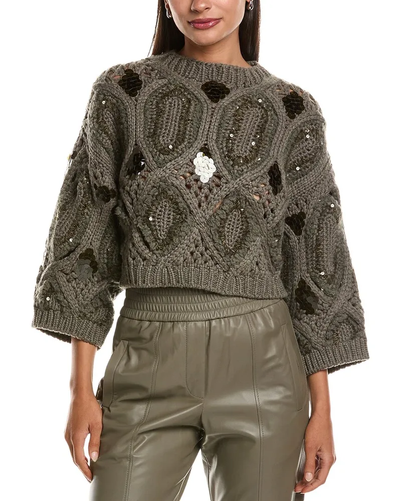 Brunello Cucinelli Chunky Cashmere Crop Sweater Nocolor