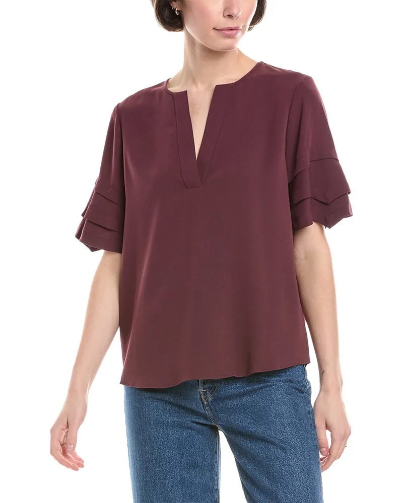 Frame Denim Tiered Ruffle Blouse Red