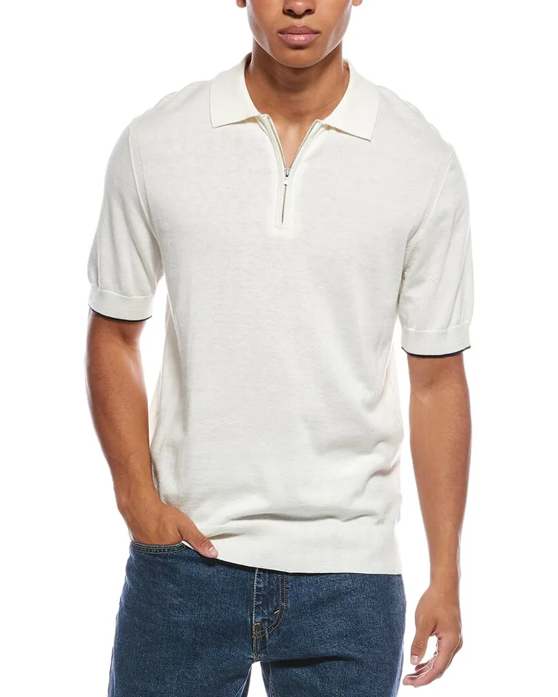 N.Peal Polo Zip Cashmere-Blend Sweater Blue