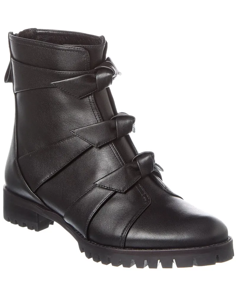 Alexandre Birman Lolita Leather Combat Bootie Black