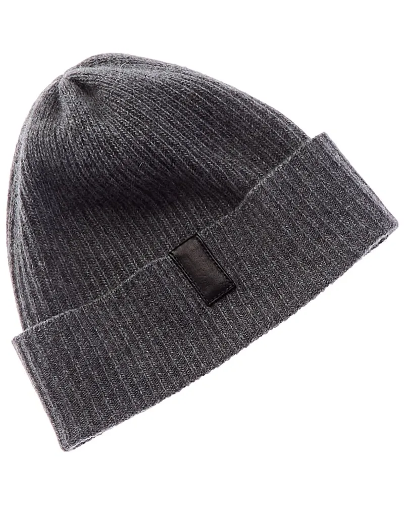 portolano  Leather-Trim Cashmere Hat Grey