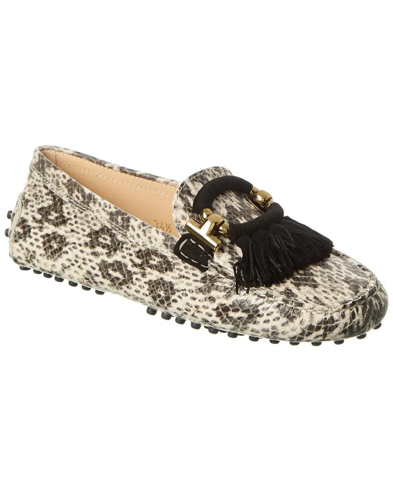 TOD'S TOD’s Snake-Embossed Leather Loafer White