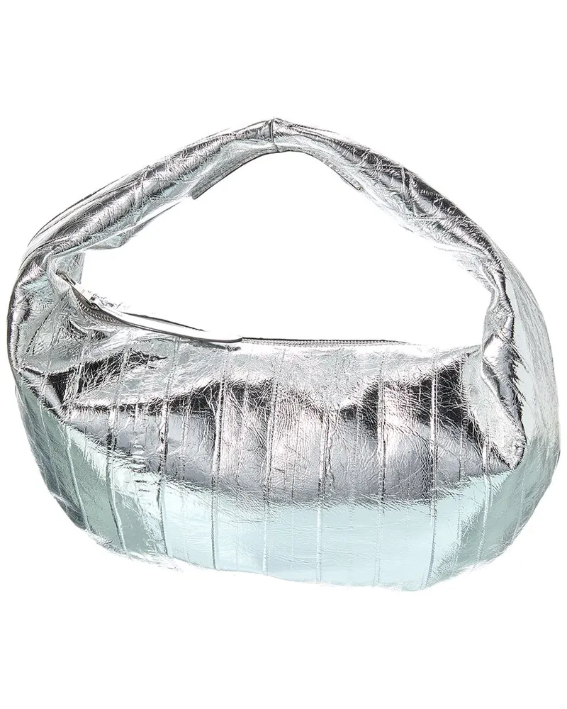 KHAITE Olivia Metallic Leather Hobo Bag Silver