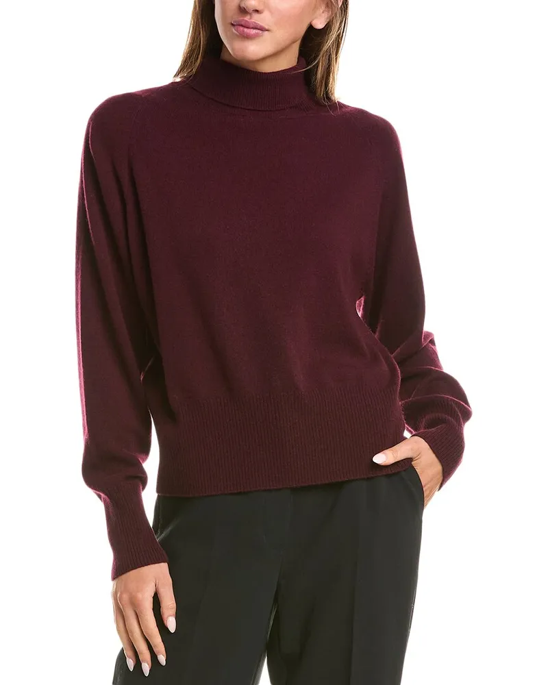 Vince Raglan Turtleneck Wool & Cashmere-Blend Sweater Red