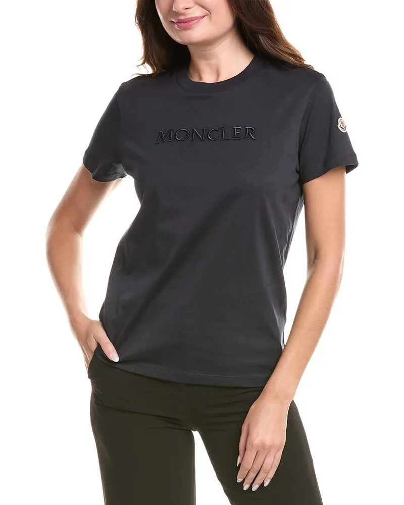 Moncler Embroidered Logo T-Shirt Blue