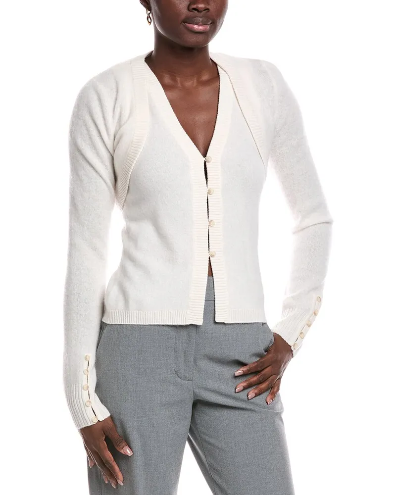 NAADAM 2pc Bolero Cashmere Cardigan Set White