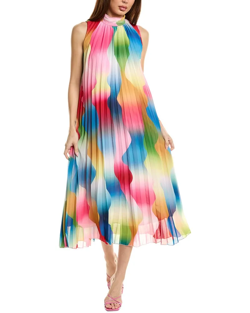 Elie Tahari Accordion Pleated Dress Pink