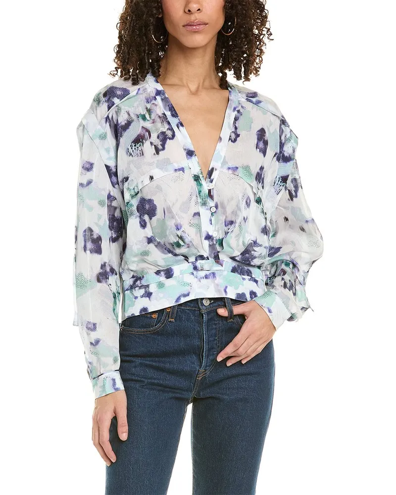 IRO Pleated Silk-Blend Top Green