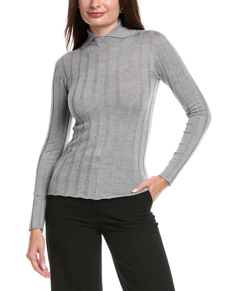 Peserico Turtleneck Wool-Blend Sweater Grey