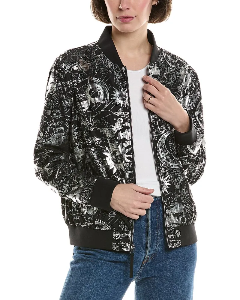Johnny Was Bee Active Drop-Shoulder Bomber Jacket Silver