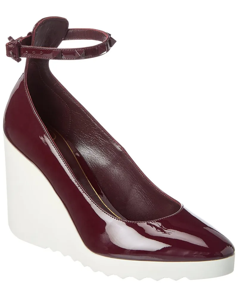 Valentino Garavani Rockstud 100 Patent Wedge Pump Red