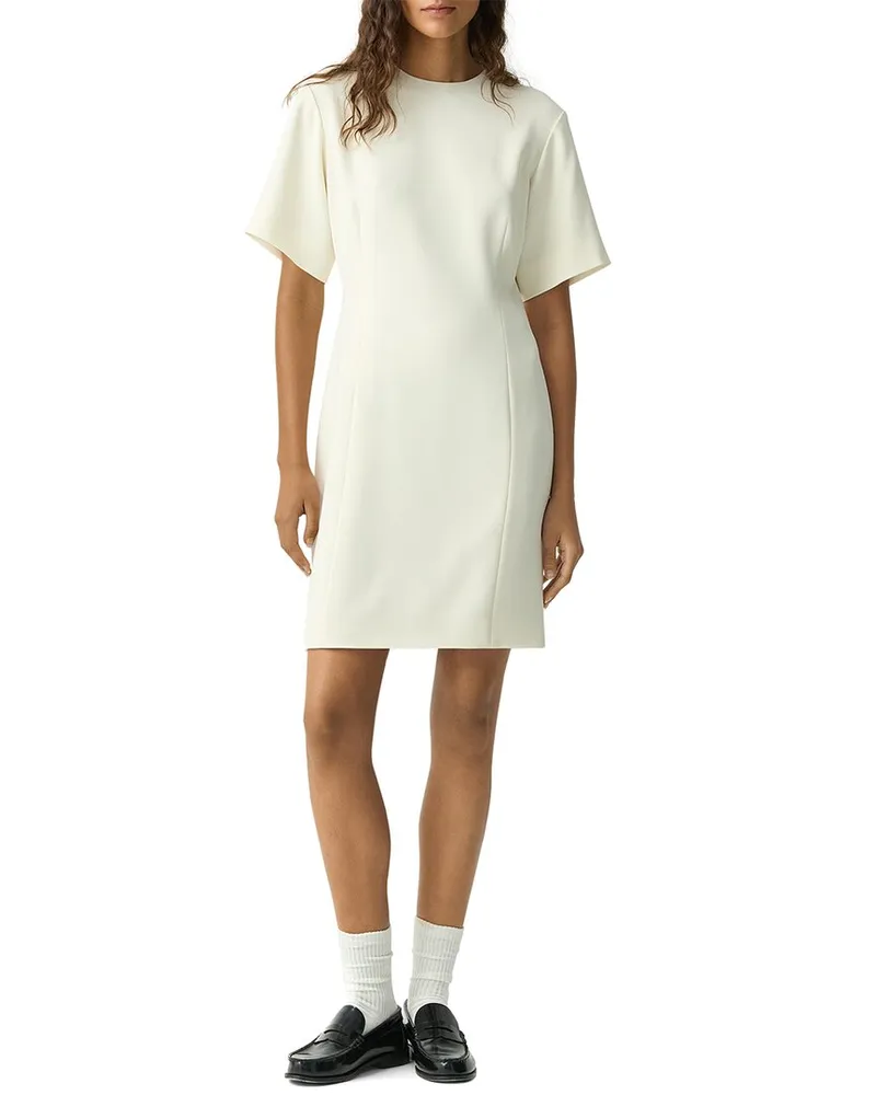 Theory Crepe Boxy Sleeve Dress Beige