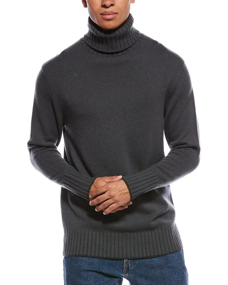 N.Peal Brompton Cashmere Roll Neck Sweater Grey