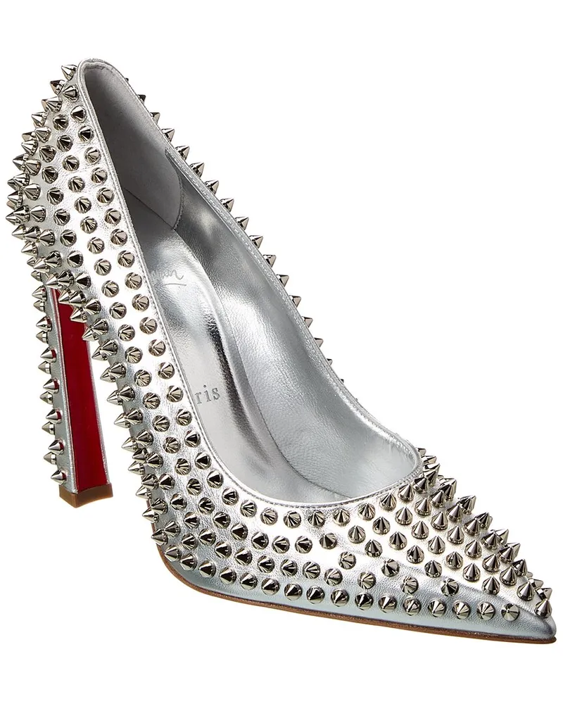 Christian Louboutin Condora Spikes 100 Leather Pump Silver