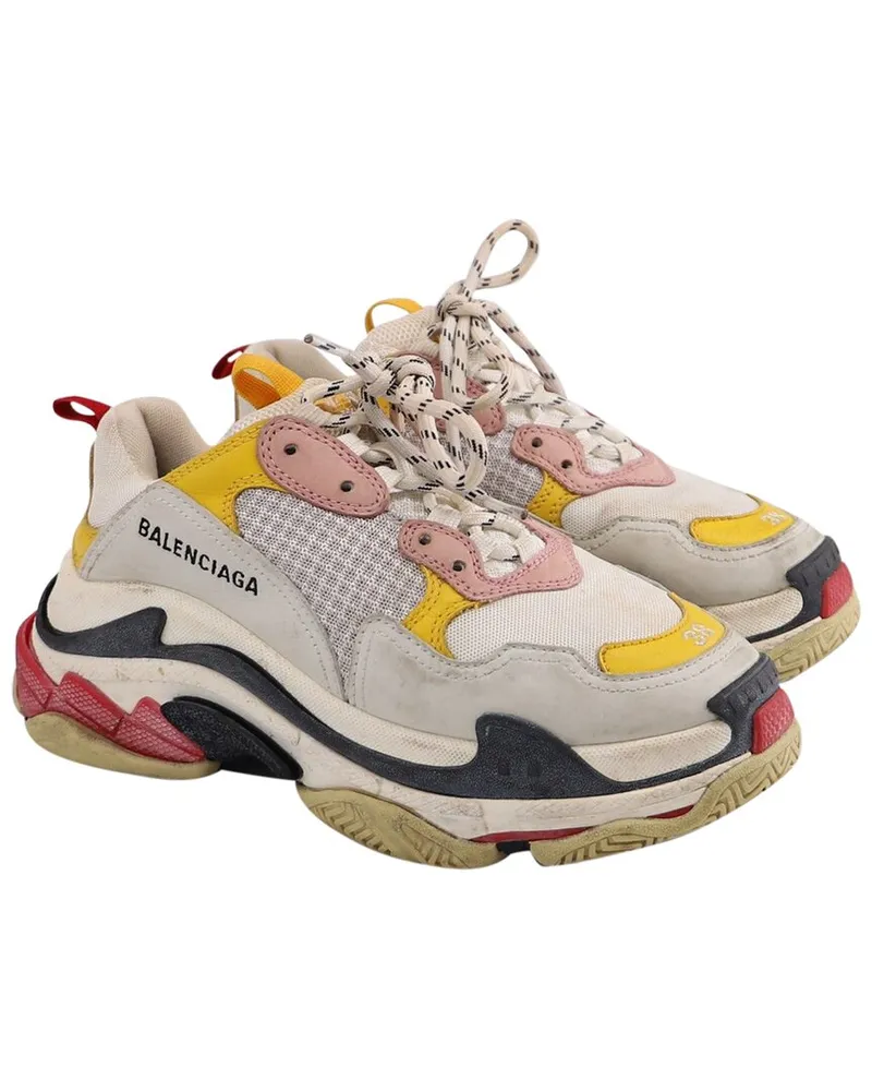 Balenciaga Men's Leather Triple S Sneaker (Authentic Pre-Loved Nocolor