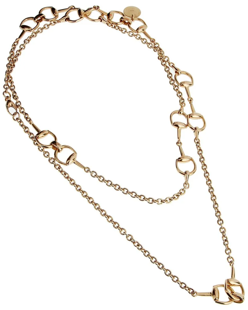 Gucci 18K Rose Gold Horsebit Sautoir Necklace (Authentic Pre-Loved Nocolor