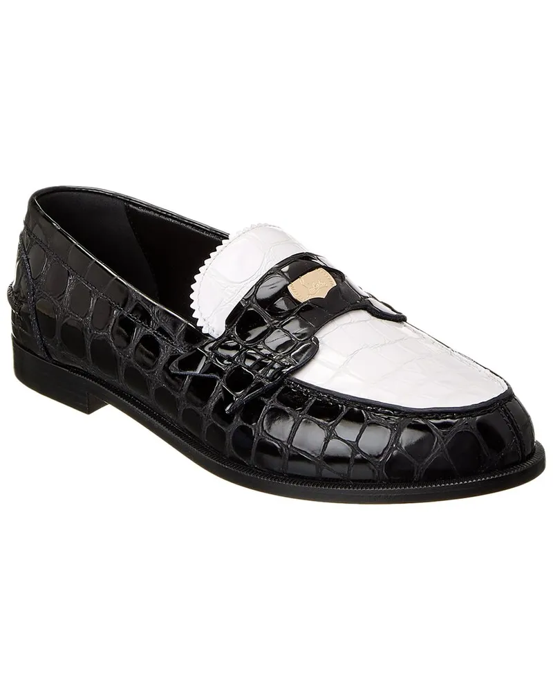 Christian Louboutin Penny Alligator-Embossed Leather Loafer Black