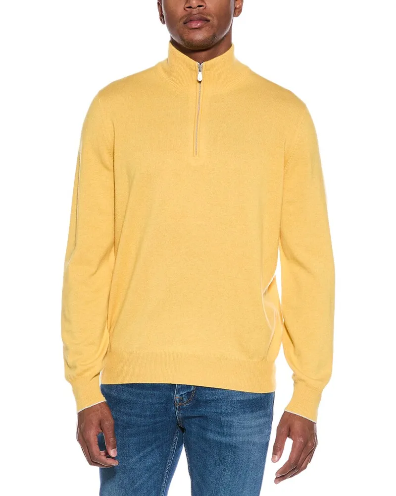 Brunello Cucinelli Cashmere 1/4-Zip Mock Neck Sweater Nocolor