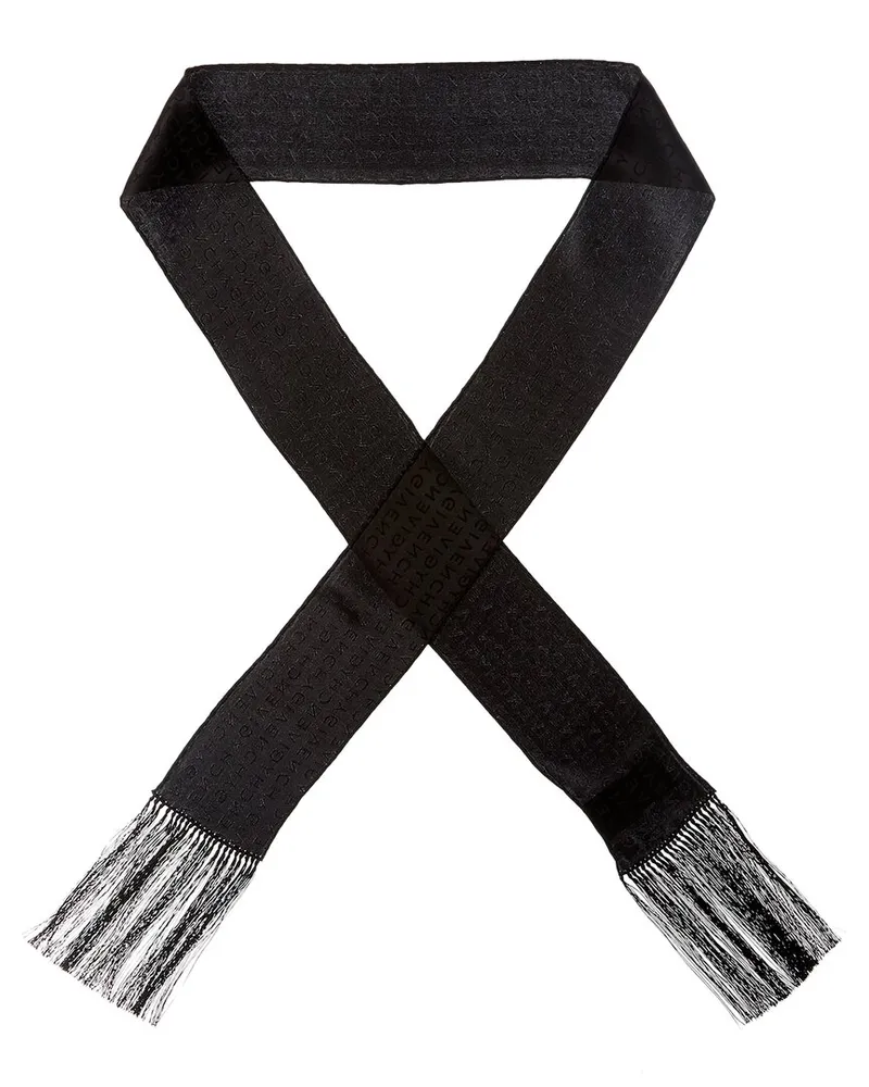 Givenchy Evening Fringed Silk Scarf Black