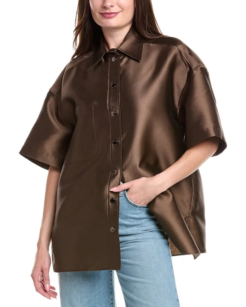Sandro Silk-Blend Shirt Brown