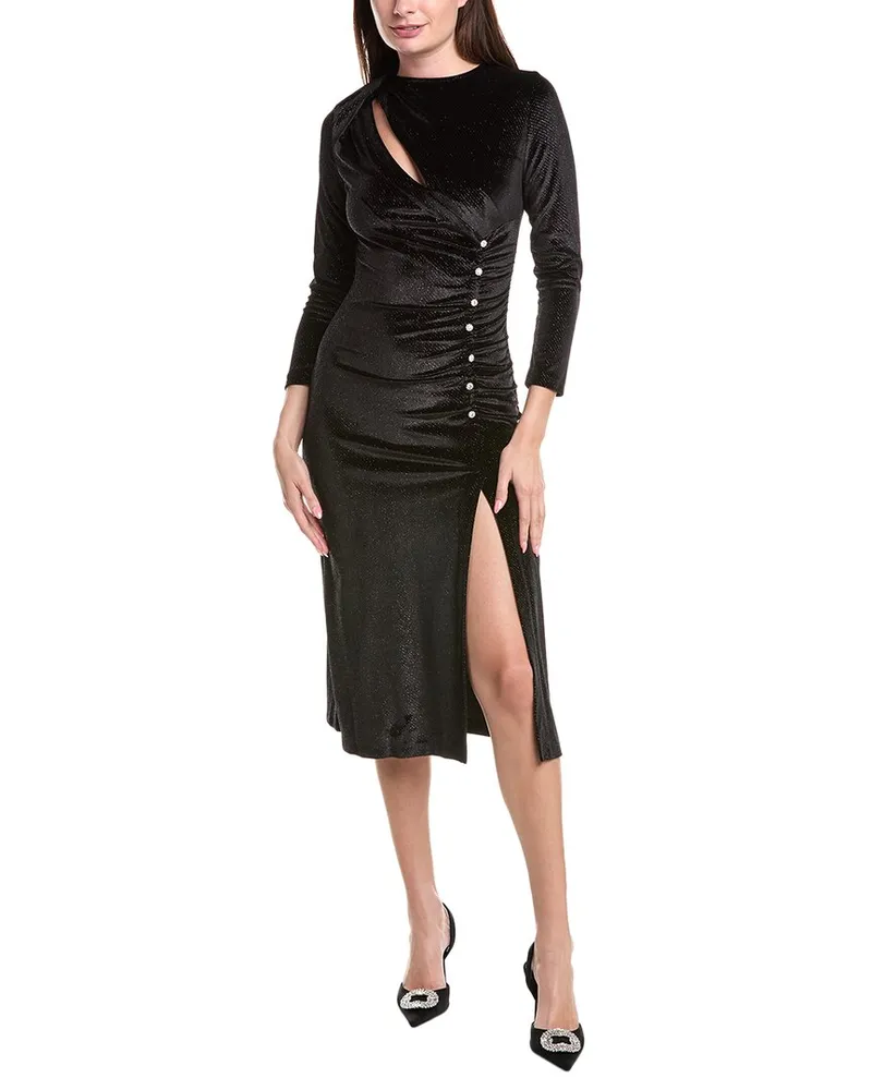 Sandro Glitter Velvet Midi Dress Black