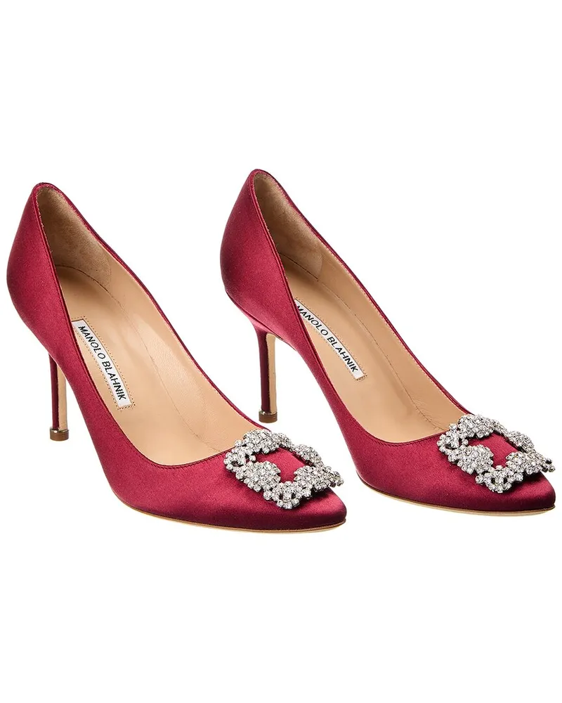 Manolo Blahnik Hangisi 90 Satin Pump (Authentic Pre-Loved Red