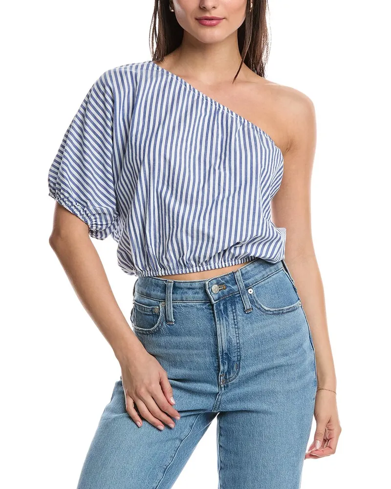 STATESIDE Poplin Cropped Top Blue