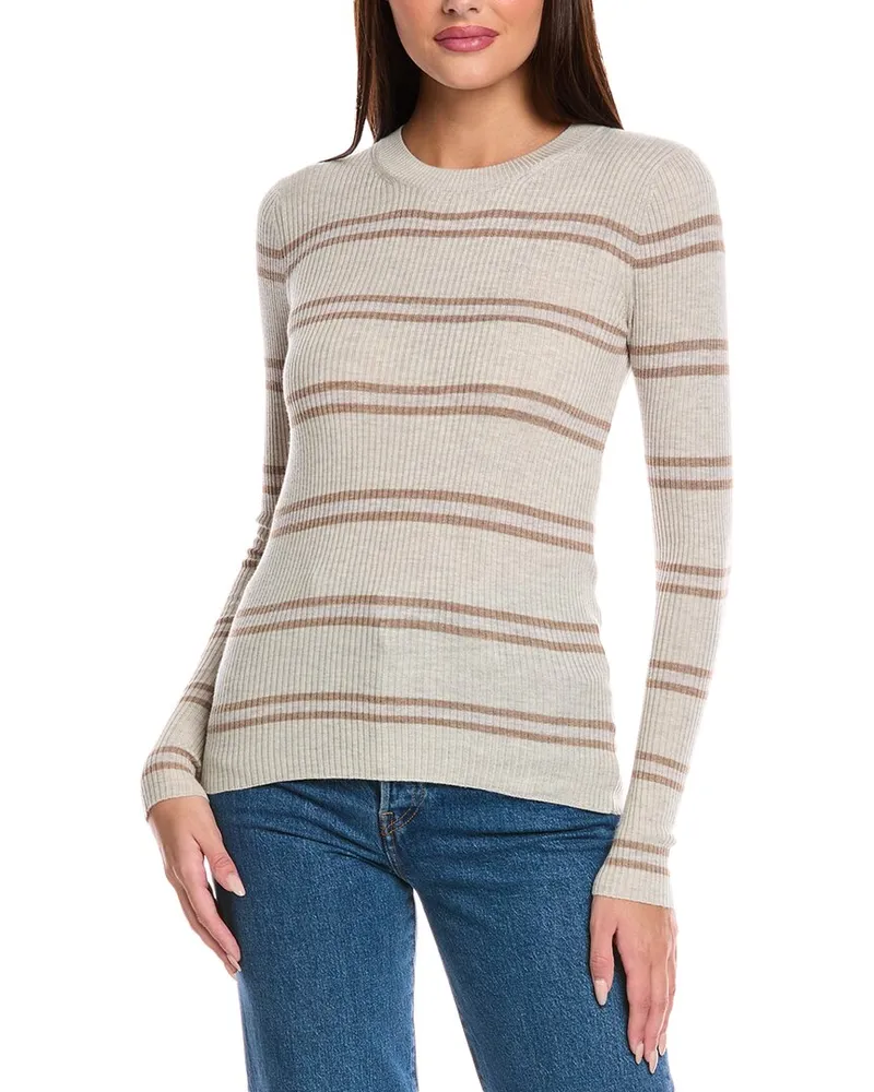 Splendid Rib Stripe Cashmere-Blend Sweater Brown