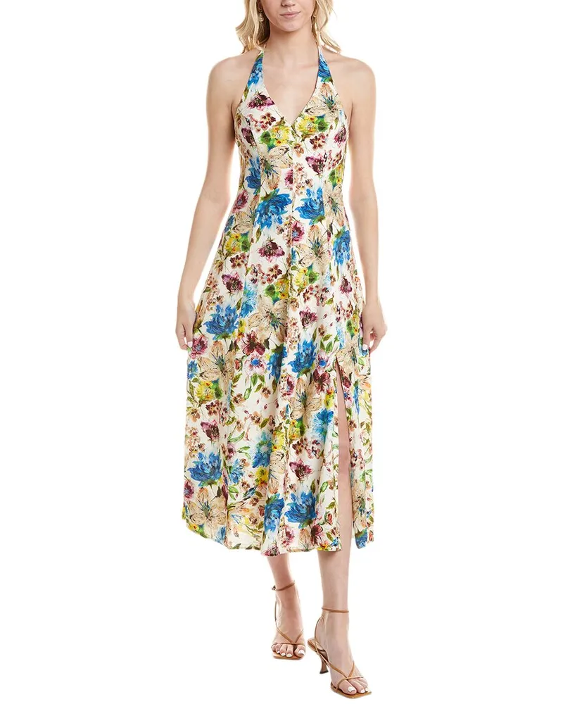 ASTR the Label Halter Linen-Blend Maxi Dress White