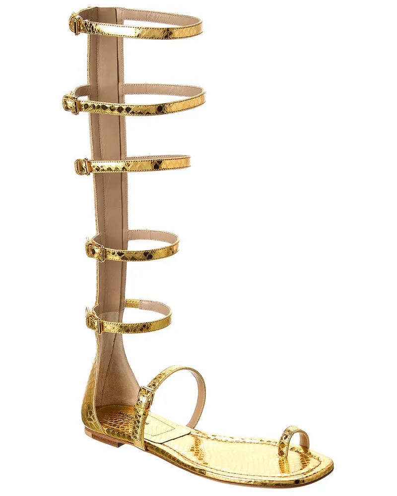 Michael Kors Juliette Python-Embossed Leather Gladiator Sandal Gold