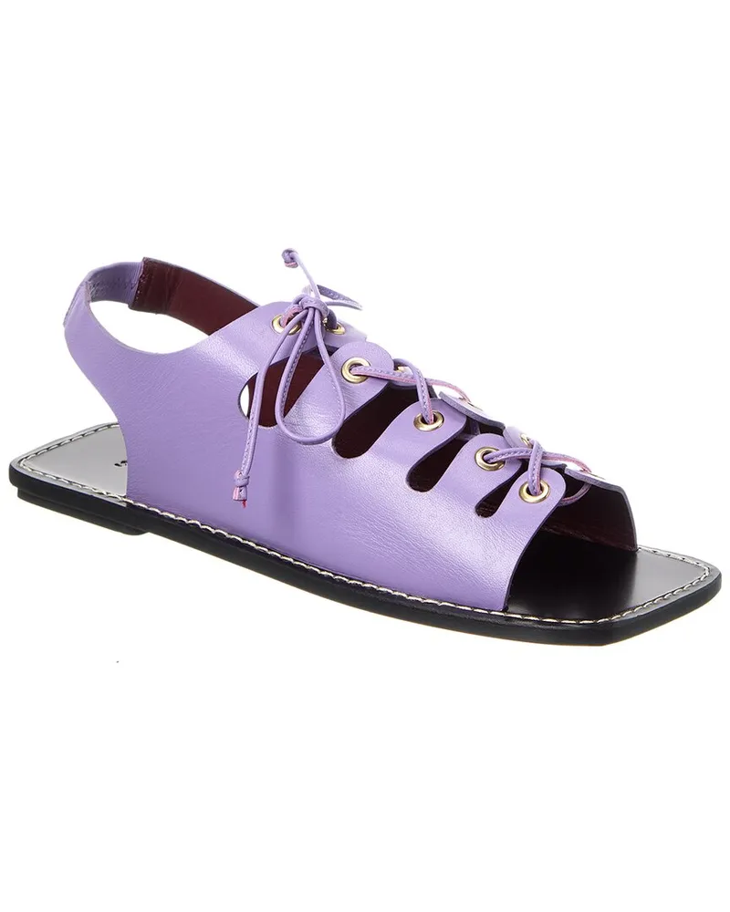 STAUD Quinn Leather Sandal Purple