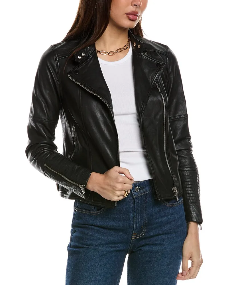 Reiss Tallis Leather Tallis Leather Biker Black