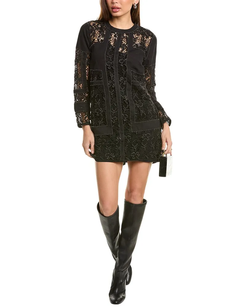 AllSaints Noush Linen-Blend Mini Dress Black
