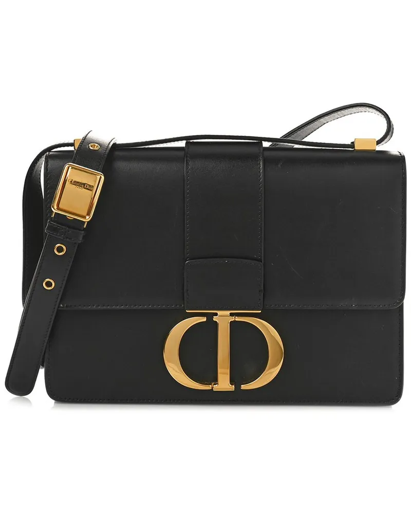 Dior Black Calfskin Leather Smooth 30 Montaigne Flap Bag (Authentic Pre-Loved Nocolor
