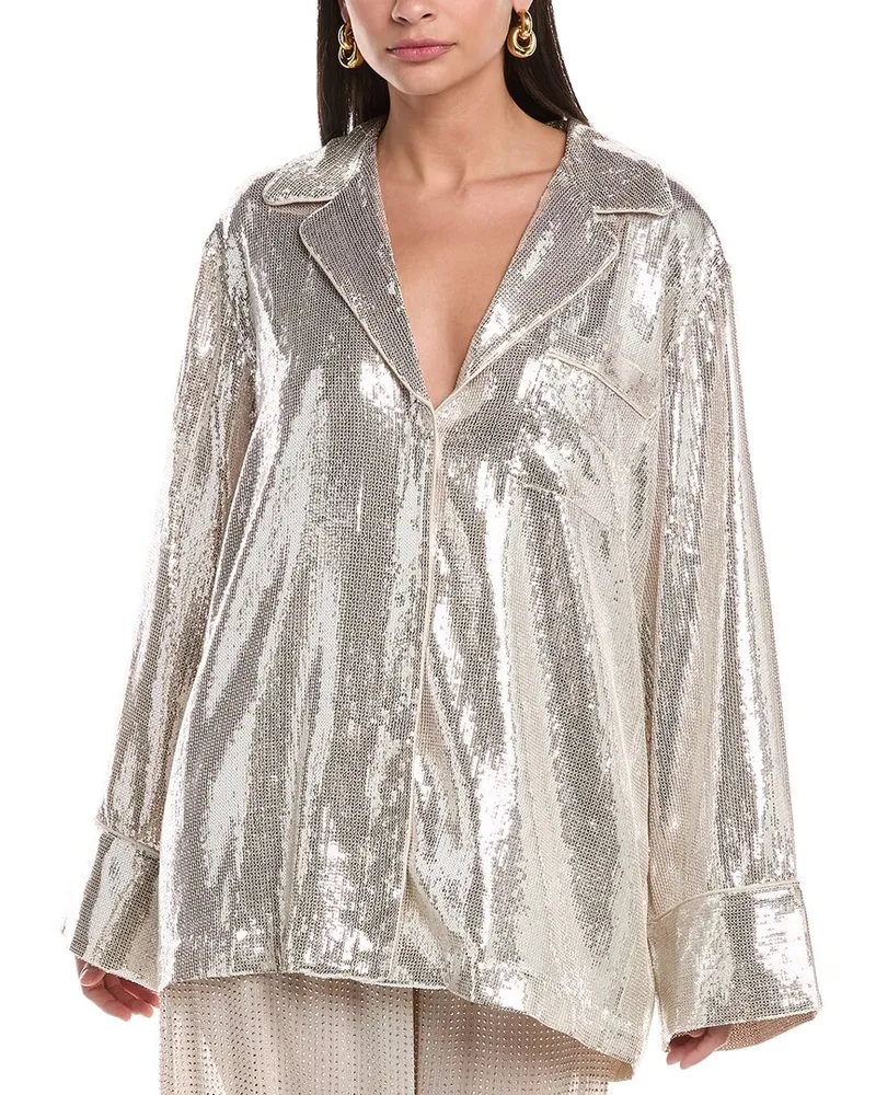 Ronny Kobo Valentina Sequin Blazer Metallic