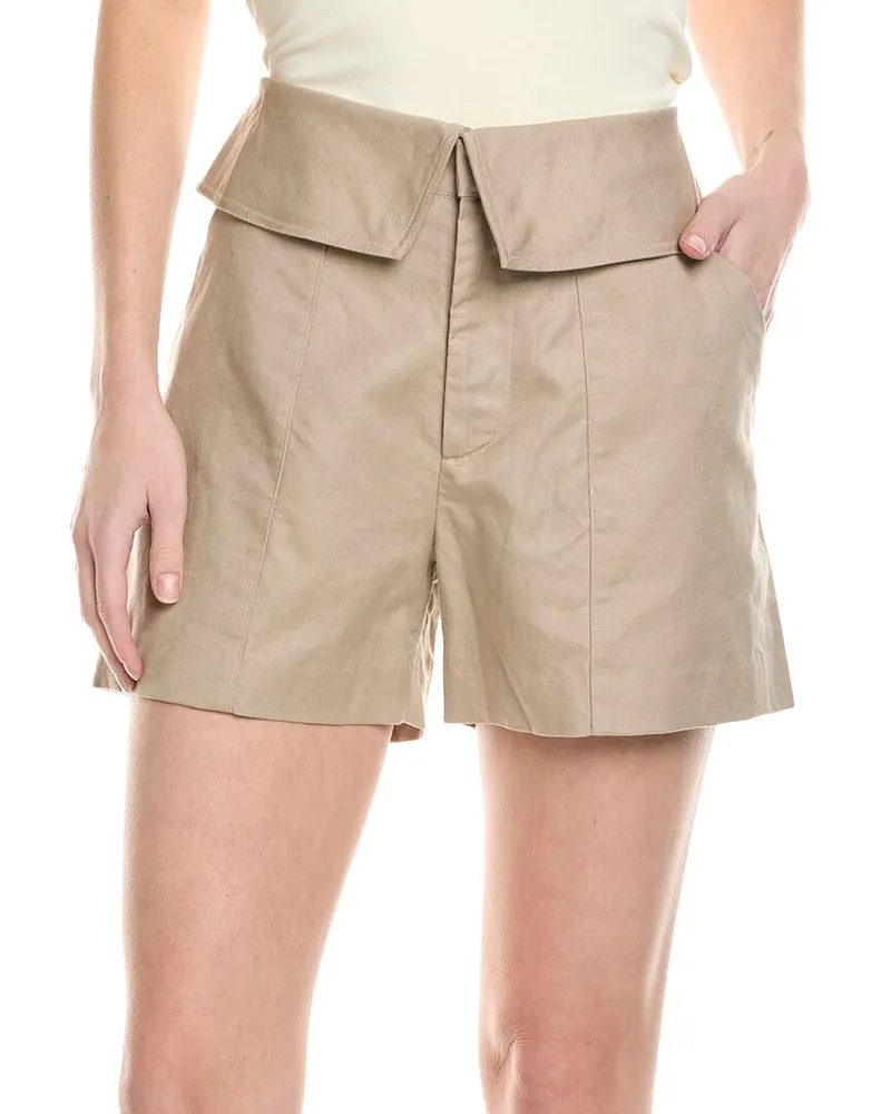 Frame Denim FRAME Foldover Linen-Blend Short Beige