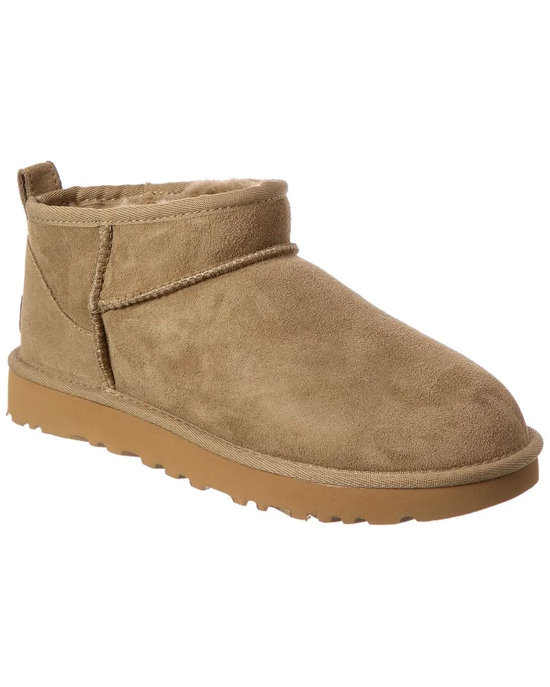 UGG Classic Ultra Mini Suede & Shearling Boot Brown