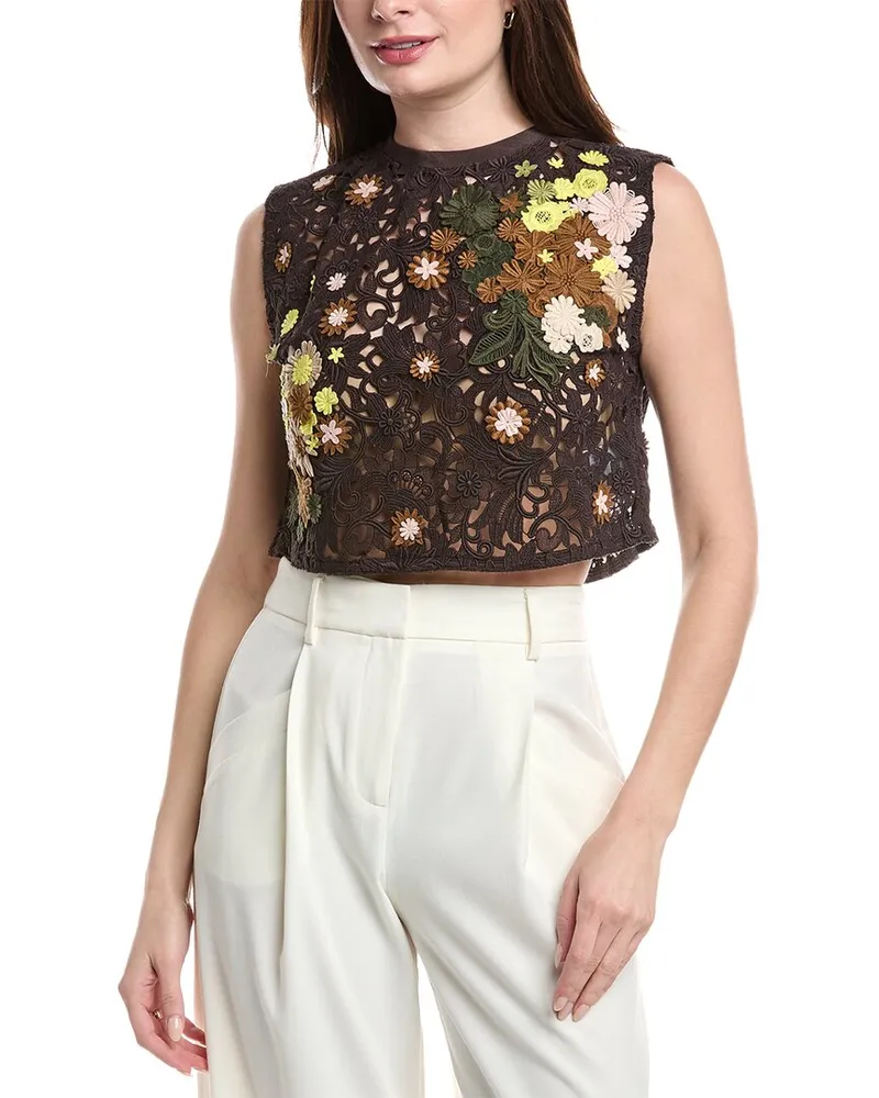 Valentino Garavani Wool & Silk-Blend Top Brown