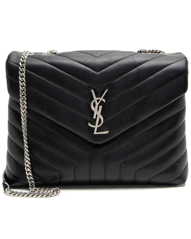 Saint Laurent Black Matelasse Calfskin Monogram LouLou Chain Medium Shoulder  Bag (Authentic Pre-Loved Nocolor